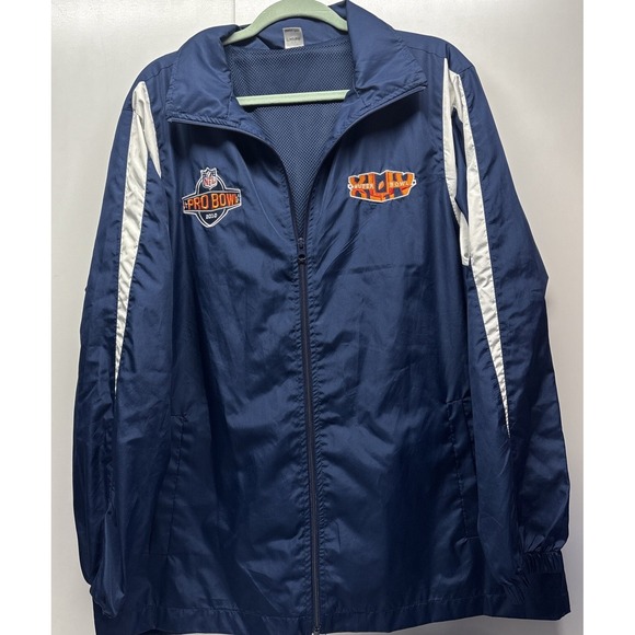 NFL Super Bowl Pro Bowl 2010 Nylon‎ Zip Up Jacket With Hood Men's Size Medium - Picture 1 of 4